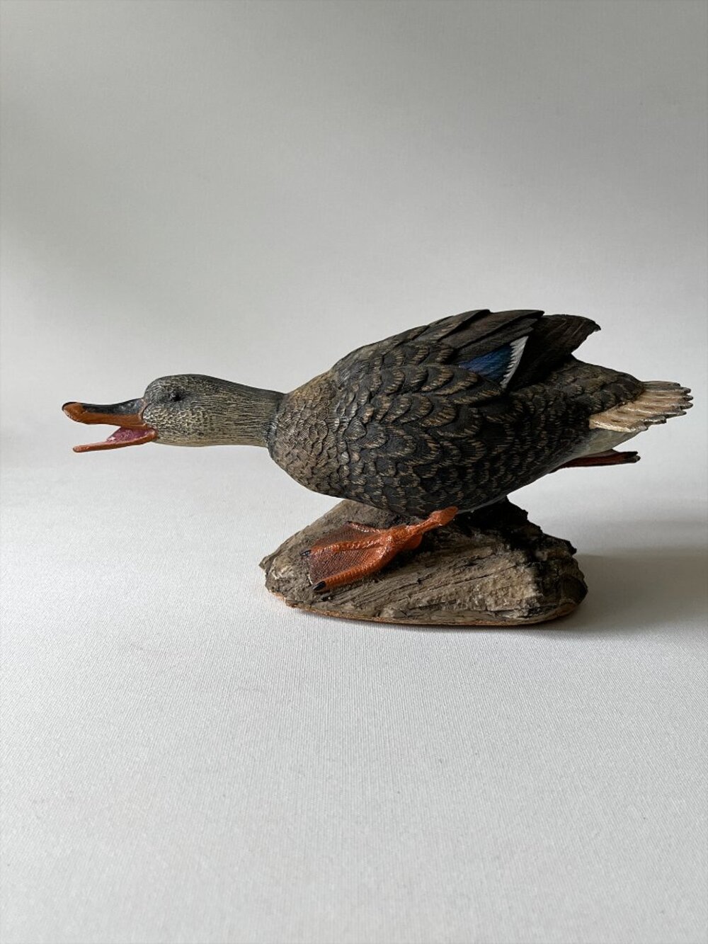 Roger Desjardins Hen Mallard Duck Sculpture Hand-Painted & Signed